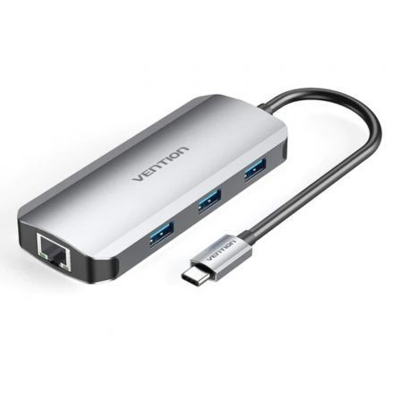 Vention TOHHB Hub Docking USB-C con PD 100W, 1x HDMI 4K, 3x USB 3.0, 1x RJ45 Gigabit, 1x USB-C para Datos Vention TOHHB Hub Docking USB-C con PD 100W, 1x HDMI 4K, 3x USB 3.0, 1x RJ45 Gigabit, 1x USB-C para Datos